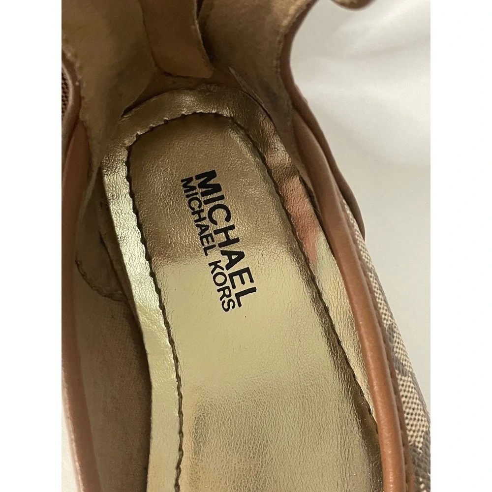 Michael Kors Florence‎ Flats Toddler Size 7 Brown Fair MK Logo Ankle Strap Bow
